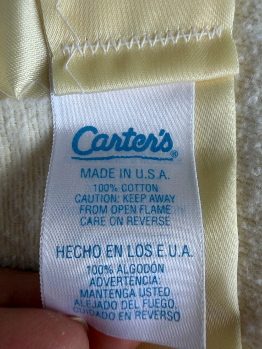 Vintage Carter’s Satin Trim Fleece Baby Blanket Tiny Little Bee Yellow USA GUC